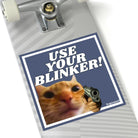 Use your blinker! Gun Cat Square Sticker - frogmustard stickers