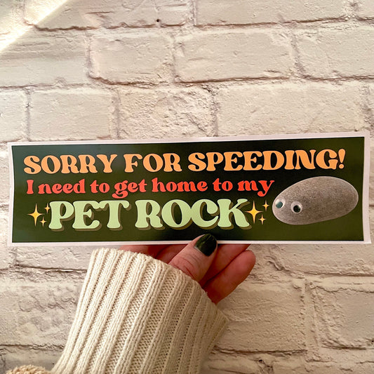 Sorry for speeding! I need to get home to my pet rock