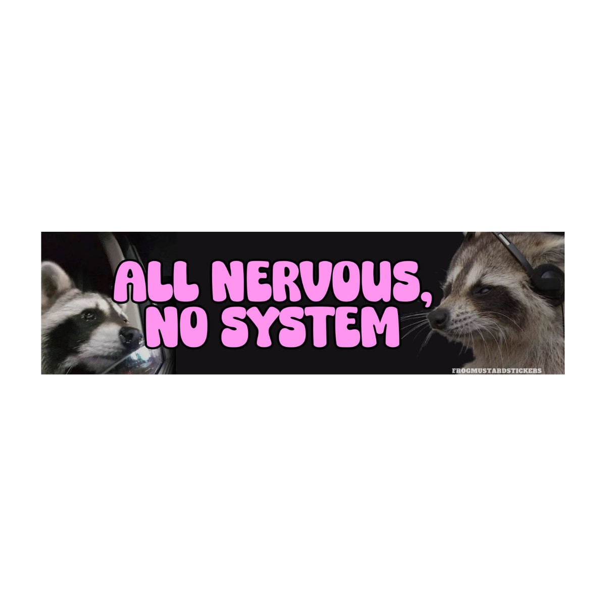 All Nervous, No System Raccoon Car Decal - frogmustard stickers