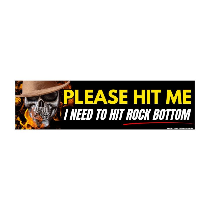 Please hit me - I need to hit rock bottom | Gen Z Meme | Bumper Sticker OR Magnet 8.5" x 2.5" Premium Weather-proof Vinyl