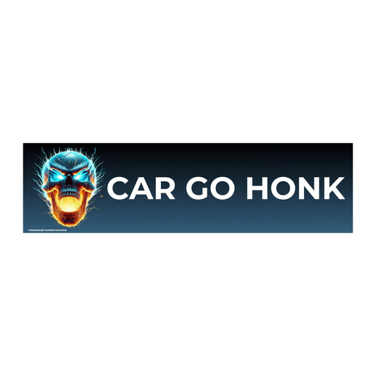 Car Go HONK | Badass Skull Flames Sticker | Gen Z Meme | 8.5" x 2.5" | Bumper Sticker OR Magnet Premium Weather-proof Vinyl