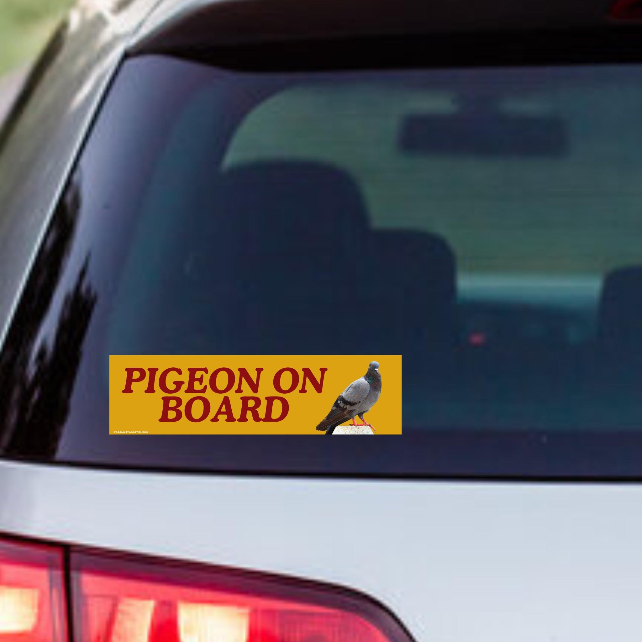 Pigeon on Board | Meme Sticker | Gen Z Meme | 8.5" x 2.5" | Bumper Sticker OR Magnet Premium Weather-proof Vinyl