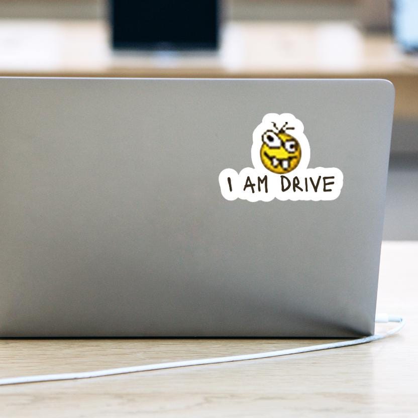 I am drive - Die Cut | Gen Z Meme | Water Bottle Car Laptop Bumper Sticker 3" x 3" Premium Weather-proof Vinyl