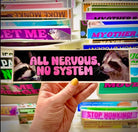 All Nervous, No System Raccoon Car Decal - frogmustard stickers