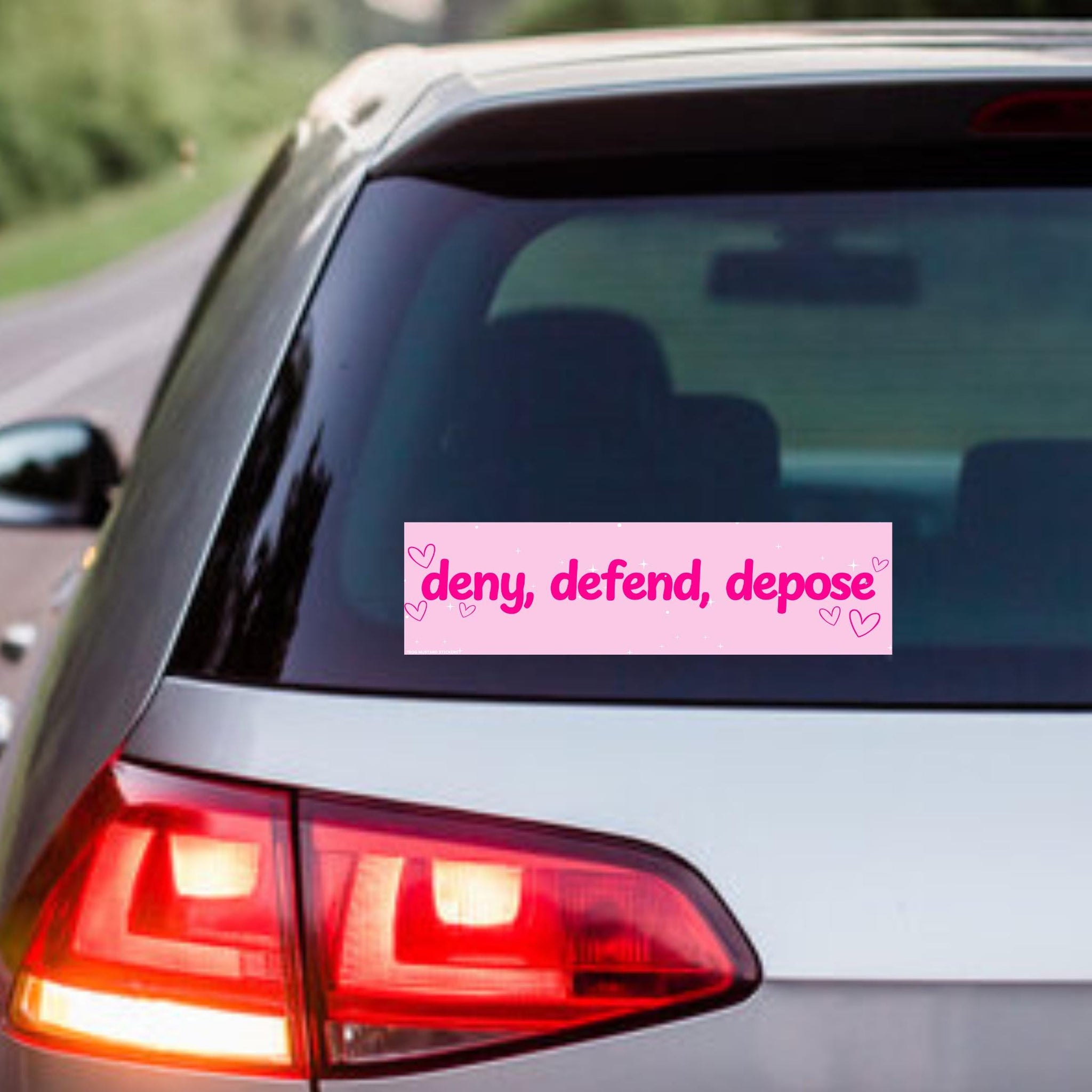 Deny Defend Depose (Live Laugh Love) | 8.5" x 2.5" | Car Sticker | Gen Z Meme | Bumper Sticker OR Magnet Premium Weather-proof Vinyl