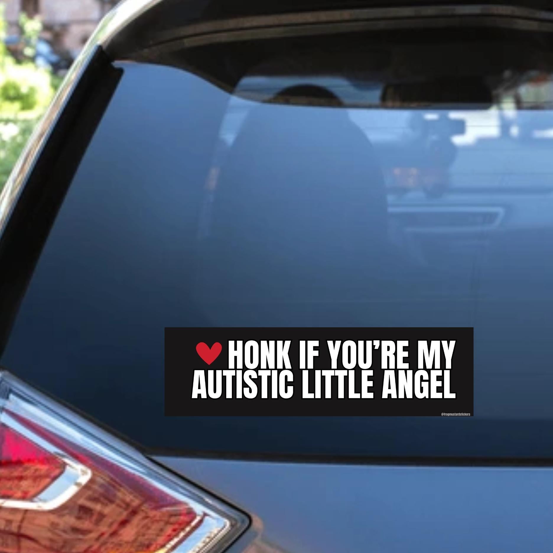 Honk if You're My Autistic Little Angel Car Decal - frogmustard stickers