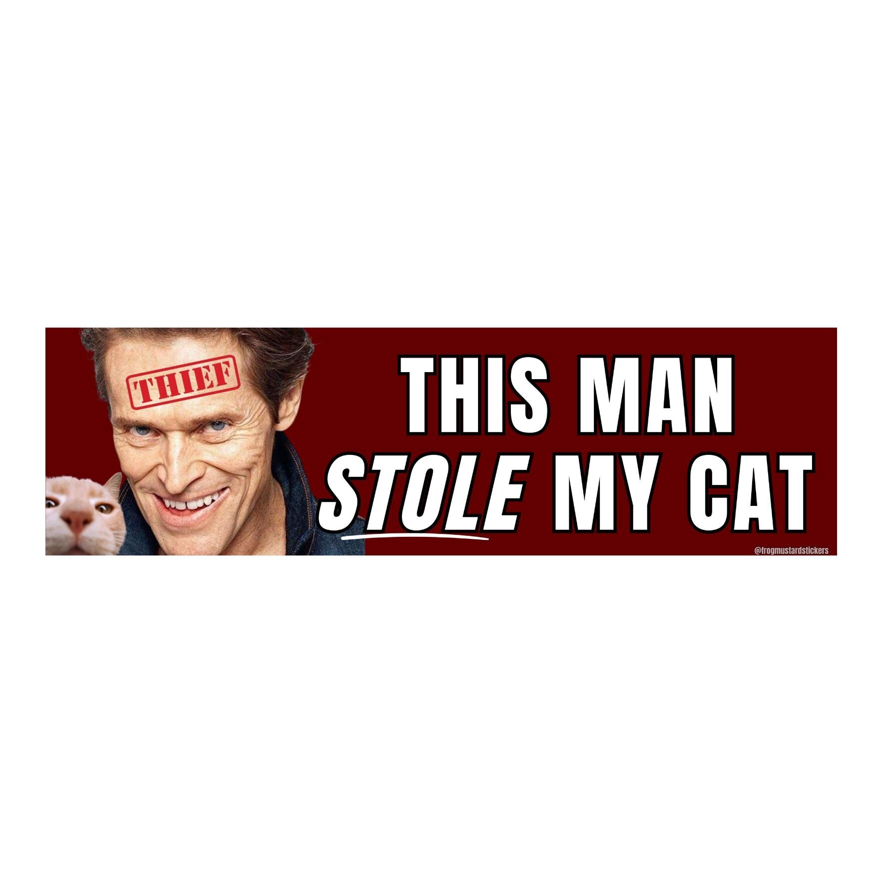 This Man (Willem Dafoe) STOLE My Cat Car Decal - frogmustard stickers