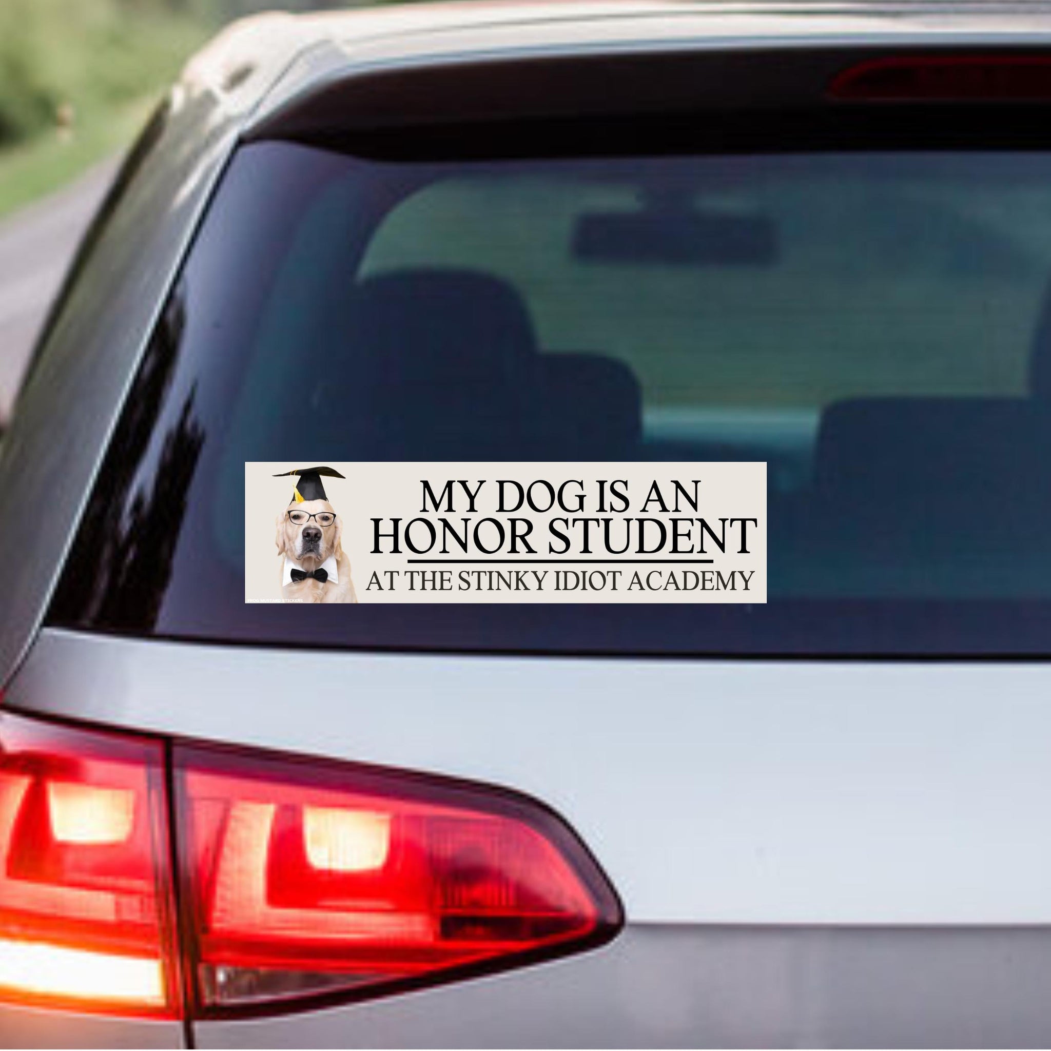 My Dog is an Honor Student at the Stinky Idiot Academy - frogmustard stickers