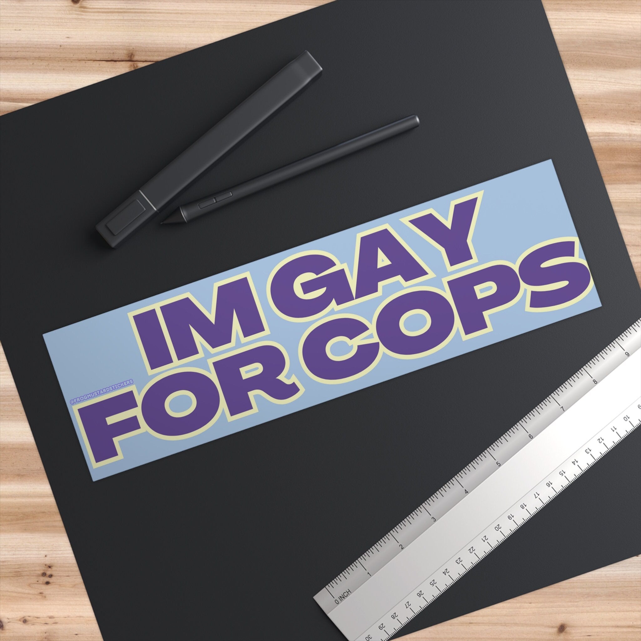 I'm Gay for Cops Bumper Sticker or Magnet | Funny Sticker | Satire | Gen Z Humor 8.5" x 2.5"